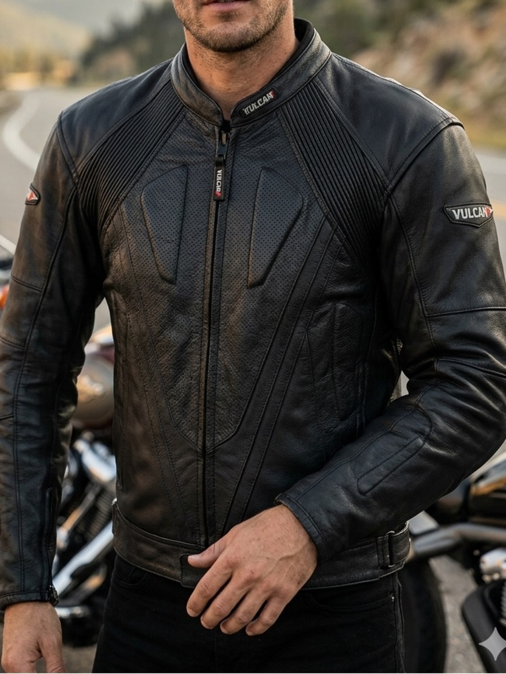 Men's MOTORCYCLE Black Performance Leather Jacket